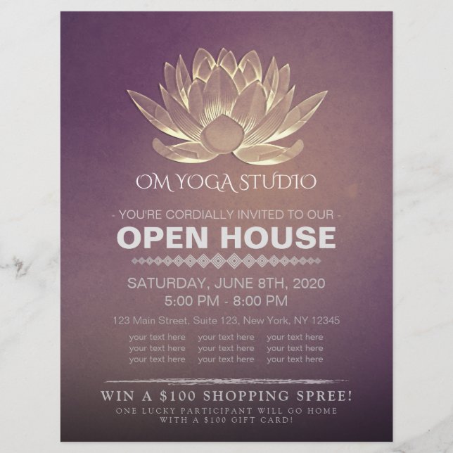 YOGA Studio Meditation Instructor Open House Lotus Flyer (Front)