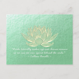 YOGA Studio Meditation Instructor Quote Gold Lotus Postcard