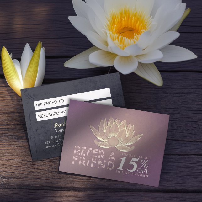 YOGA Studio Meditation Instructor Referral Lotus Card (Creator Uploaded)