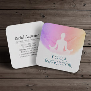 Yoga Studio Meditation Instructor Sukhasana Pose Square Business Card
