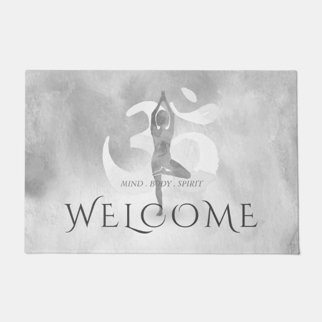 Yoga Studio Meditation instructor Welcome Om Sign  Doormat (Front)