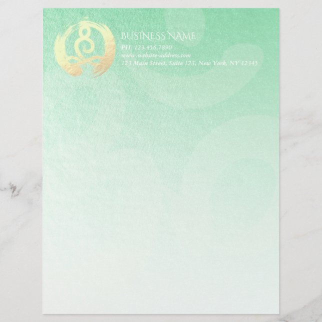 Yoga Studio Meditation Instructor Zen & OM Symbols Letterhead (Front)