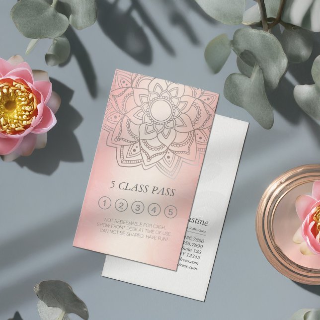 Yoga Studio Rose Gold Mandala Class Pass Loyalty (Creator Uploaded)