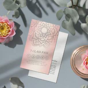 Yoga Studio Rose Gold Mandala Class Pass Loyalty Card
