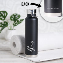 Yoga Studio Water Bottle Flow Script Black Custom