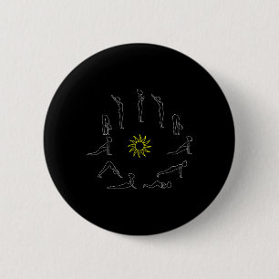 Yoga Sun Salutation Surjanamaskar Lineart 2 Inch Round Button