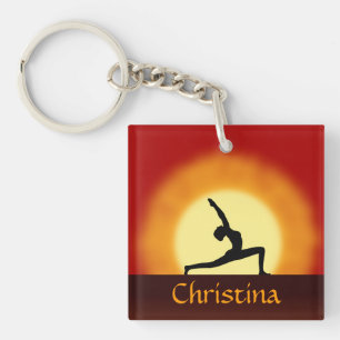 Yoga Sunrise Square Single Sided Acrylic Key Rings