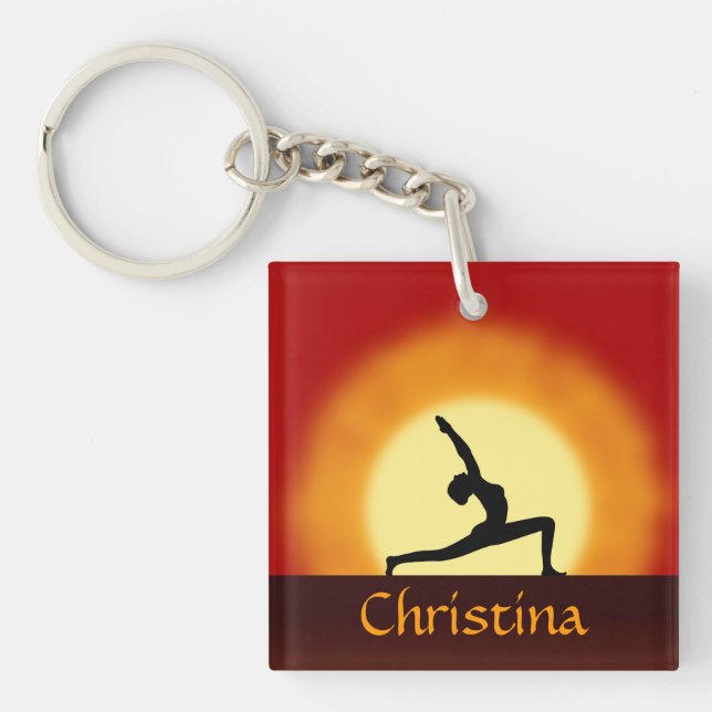 Yoga Sunrise Square Single Sided Acrylic Key Rings (Front)