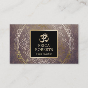 Yoga Teacher Gold Om Symbol Vintage Mandala Business Card