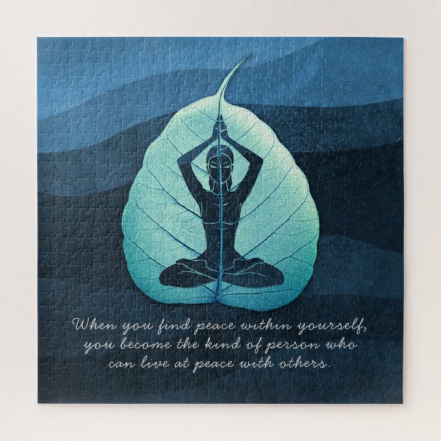 Yoga Teacher Meditation Pose Bodhi Leaf Cut Quotes Jigsaw Puzzle (Vertical)
