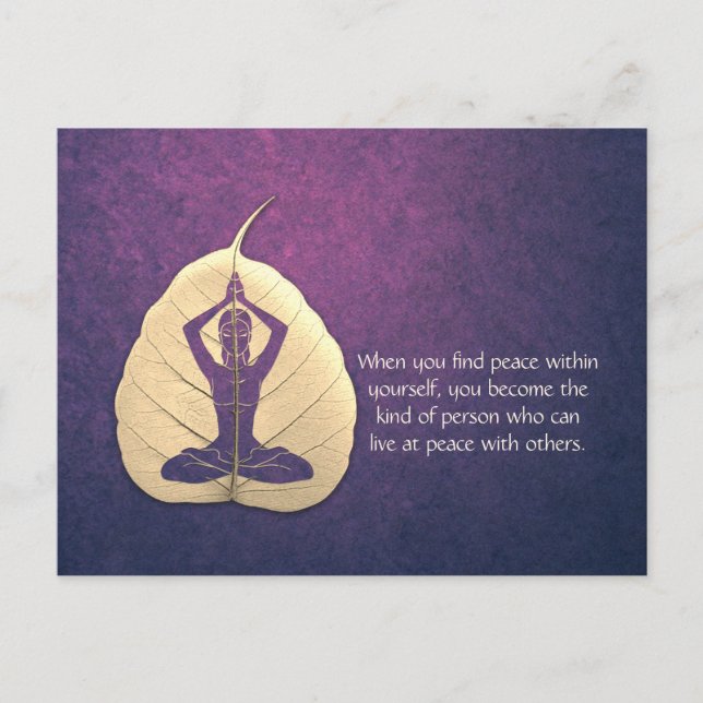 Yoga Teacher Meditation Pose Bodhi Leaf Cut Quotes Postcard (Front)