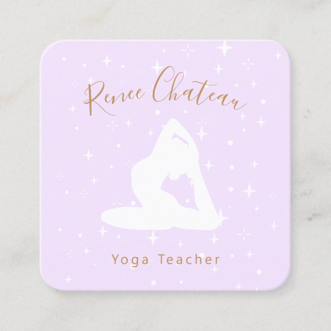 Yoga Teacher, One Legged King Pigeon Pose Square B Square Business Card (Front)