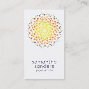 Yoga Teacher Shining Rainbow Mandala Business Card