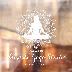 Yoga Teacher Studio Professional White Mandala  Window Cling