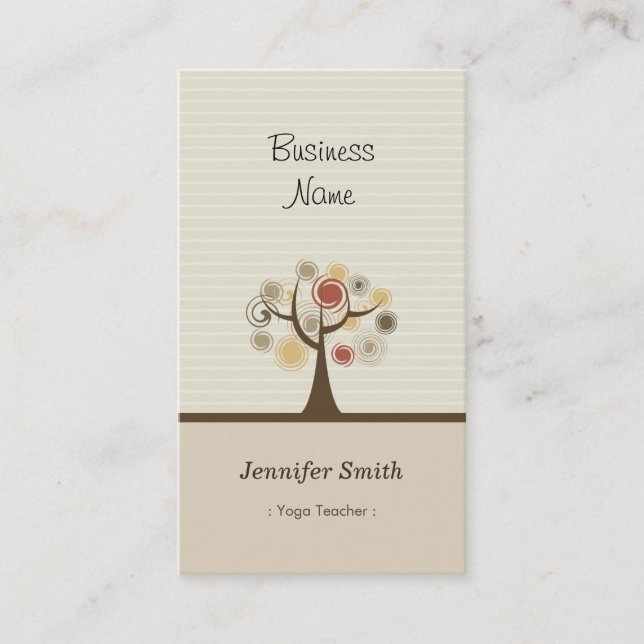 Yoga Teacher - Stylish Natural Theme Business Card (Front)