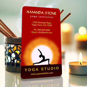 Yoga Teacher Sunrise Pose Vertical Business Cards