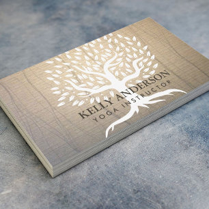 Yoga Teacher Vintage Tree Elegant Business Card