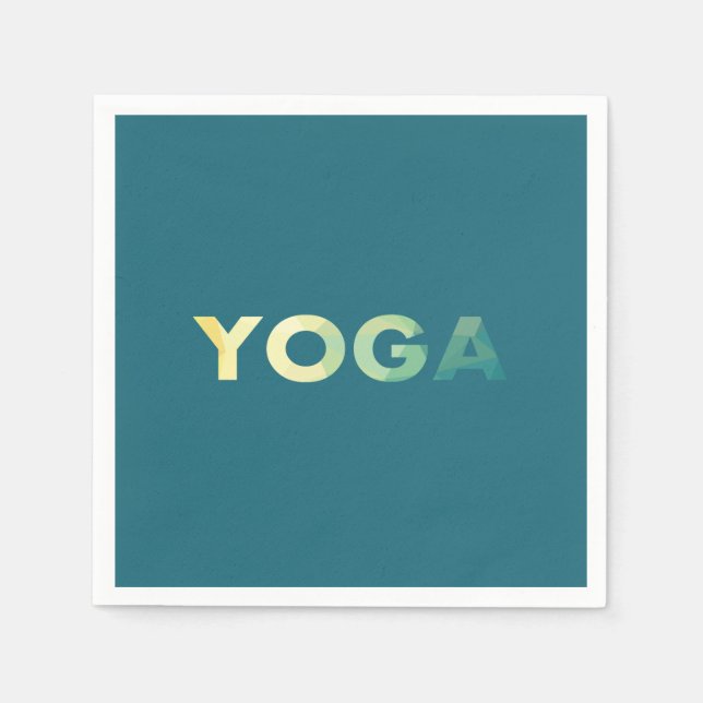 Yoga  Teal Yellow text Napkin (Front)