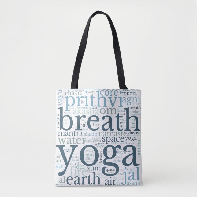 Yoga Terms Subway Art Tote Bag (Front)