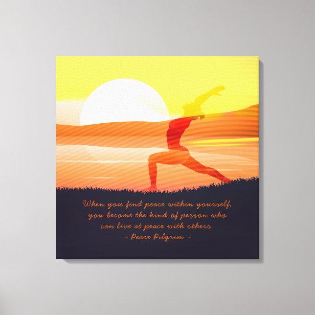 Yoga Tescher Sun Salutation Half Moon Pose Quotes Canvas Print (Front)
