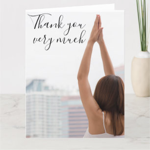 Yoga Thank you card with woman posing