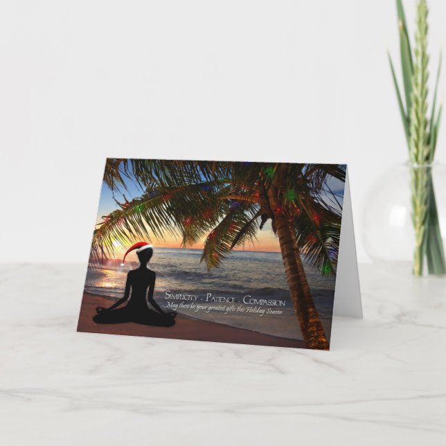 Yoga Themed Christmas on the Beach Holiday Card (Front)