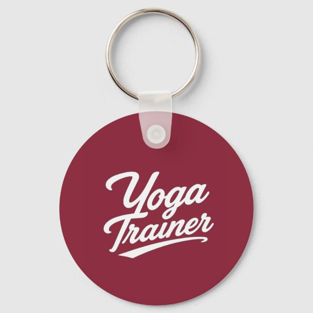 Yoga Trainer Script Typography Fitness Gift Design Keychain (Front)