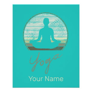 Yoga Training Vintage Design Meditation Or Pilates Poster
