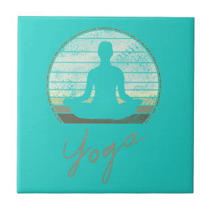 Yoga Training Vintage Design Meditation Or Pilates Tile