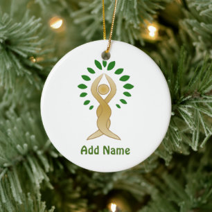 Yoga Tree Ceramic Ornament