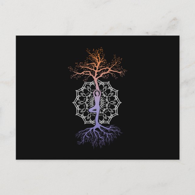 Yoga Tree Mandala Nirvana Meditation Zen Asana Gif Postcard (Front)