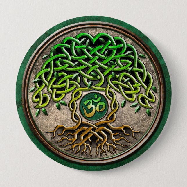 Yoga Tree of Life 4 Inch Round Button (Front)
