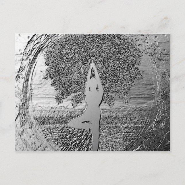 Yoga Tree of Life in Chrome Postcard (Front)