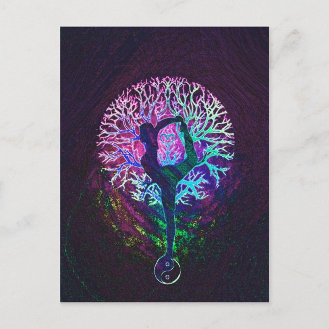 Yoga Tree Peace Rainbow Postcard (Front)