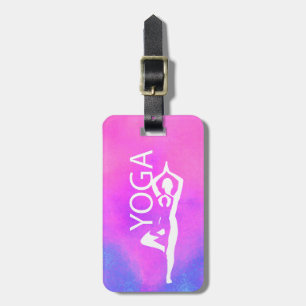 Yoga Tree Pose Asana Figure Pink Purple Luggage Ta Luggage Tag