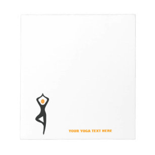 Yoga tree pose black, orange custom notepad