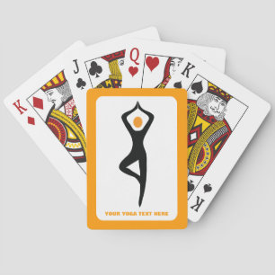Yoga tree pose black, orange custom playing cards