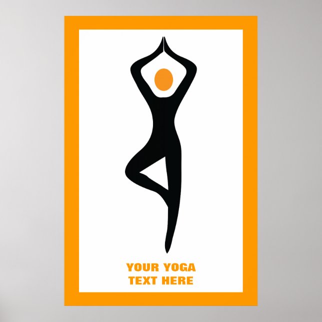 Yoga tree pose black, orange custom poster (Front)