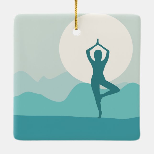 Yoga Tree Pose Christmas Ornament (Back)