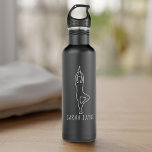 Yoga Tree Pose Outline Matte Black Water Bottle<br><div class="desc">Keep well hydrated for your pre-wedding yoga classes and exercise regimes. Add your name to this quirky Vrksasana Tree Pose Chalk Outline Yoga Water Bottle. Check out my store for the matching yoga mat and tote bag</div>