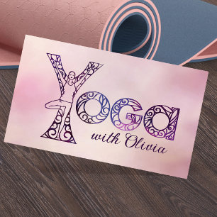Yoga Tree Pose Word Art Drawing Business Card