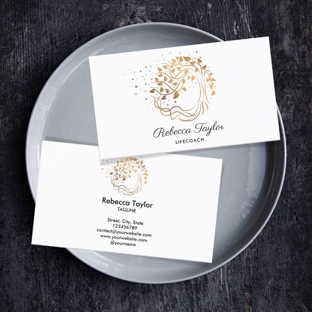 yoga trendy life coach tree of life landscape business card (Creator Uploaded)