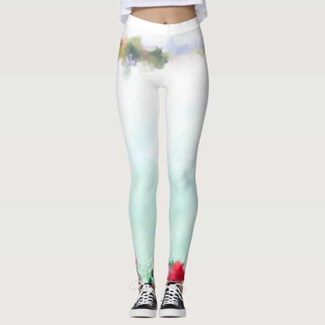 Yoga trousers - white-mint leggings (Front)