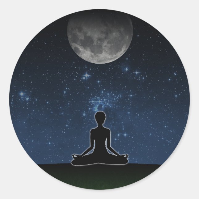 Yoga Under The Moon Classic Round Sticker (Front)