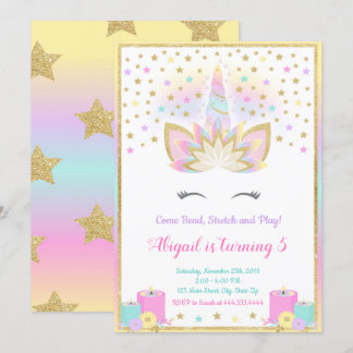 Yoga Unicorn Invitation, Unicorn Invitation