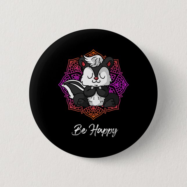 Yoga Unleashed Calm Skunk Yoga Zen  2 Inch Round Button (Front)