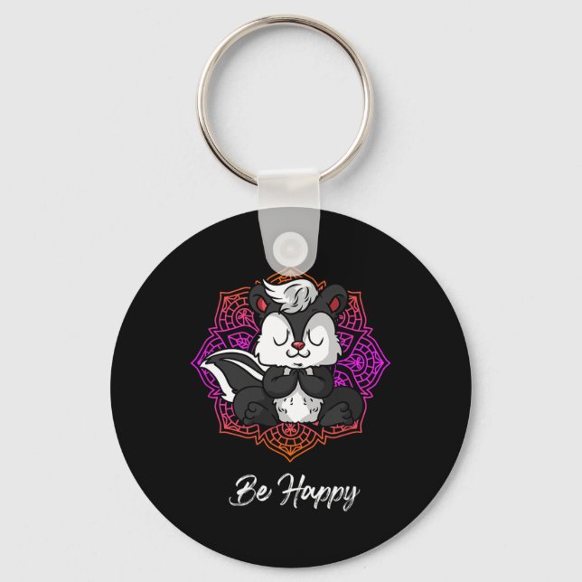 Yoga Unleashed Calm Skunk Yoga Zen  Keychain (Front)