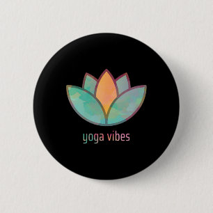 Yoga Vibes Lotus Image In Stylish Watercolor Desig 2 Inch Round Button