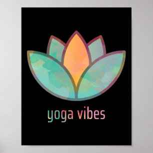 Yoga Vibes Lotus Image In Stylish Watercolor Desig Poster