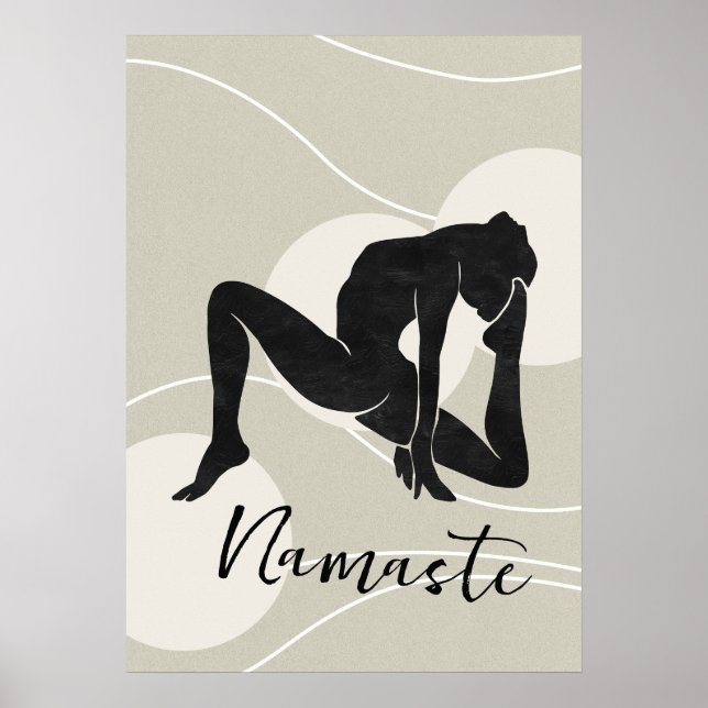 Yoga warrior pose silhouette meditation flow gold  poster (Front)